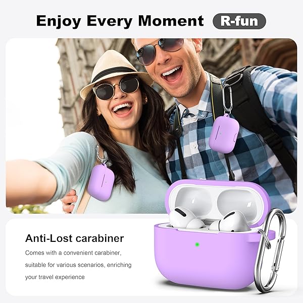R-fun Rfun Soft Silicone Protective Case for AirPods Pro 2nd 1st Generation with Cleaner Kit Lavender Keychain Accessories for Men Women - View 4 of 9