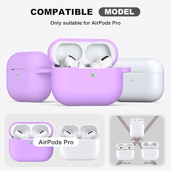 R-fun Rfun Soft Silicone Protective Case for AirPods Pro 2nd 1st Generation with Cleaner Kit Lavender Keychain Accessories for Men Women - View 6 of 9