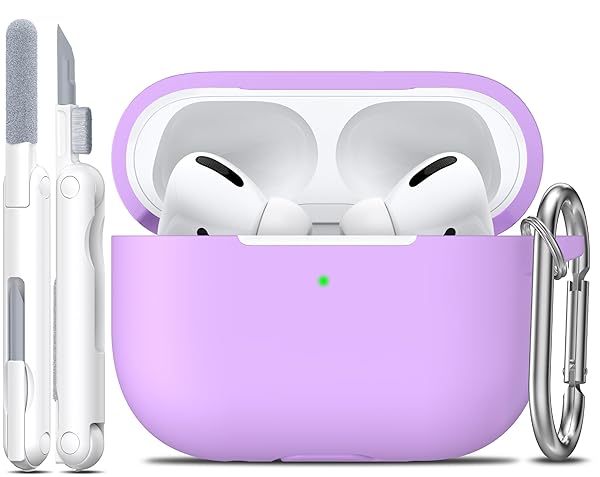 R-fun Rfun Soft Silicone Protective Case for AirPods Pro 2nd 1st Generation with Cleaner Kit Lavender Keychain Accessories for Men Women - View 2 of 9
