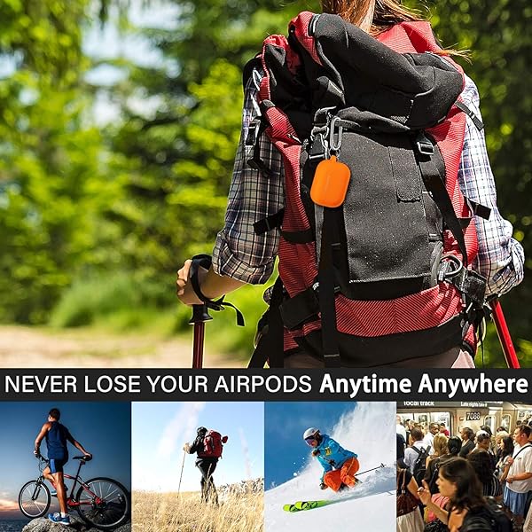 R-fun Rfun Soft Silicone Protective Case for AirPods Pro 2nd 1st Generation with Cleaner Kit and Keychain Orange for Men and Women - View 9 of 9