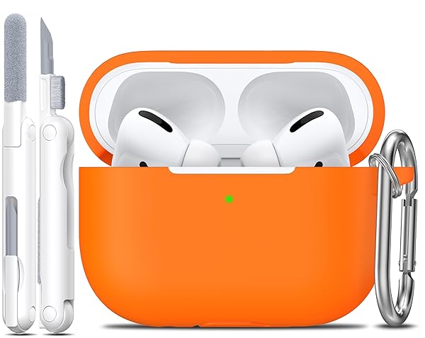 R-fun Rfun Soft Silicone Protective Case for AirPods Pro 2nd 1st Generation with Cleaner Kit and Keychain Orange for Men and Women - View 3 of 9