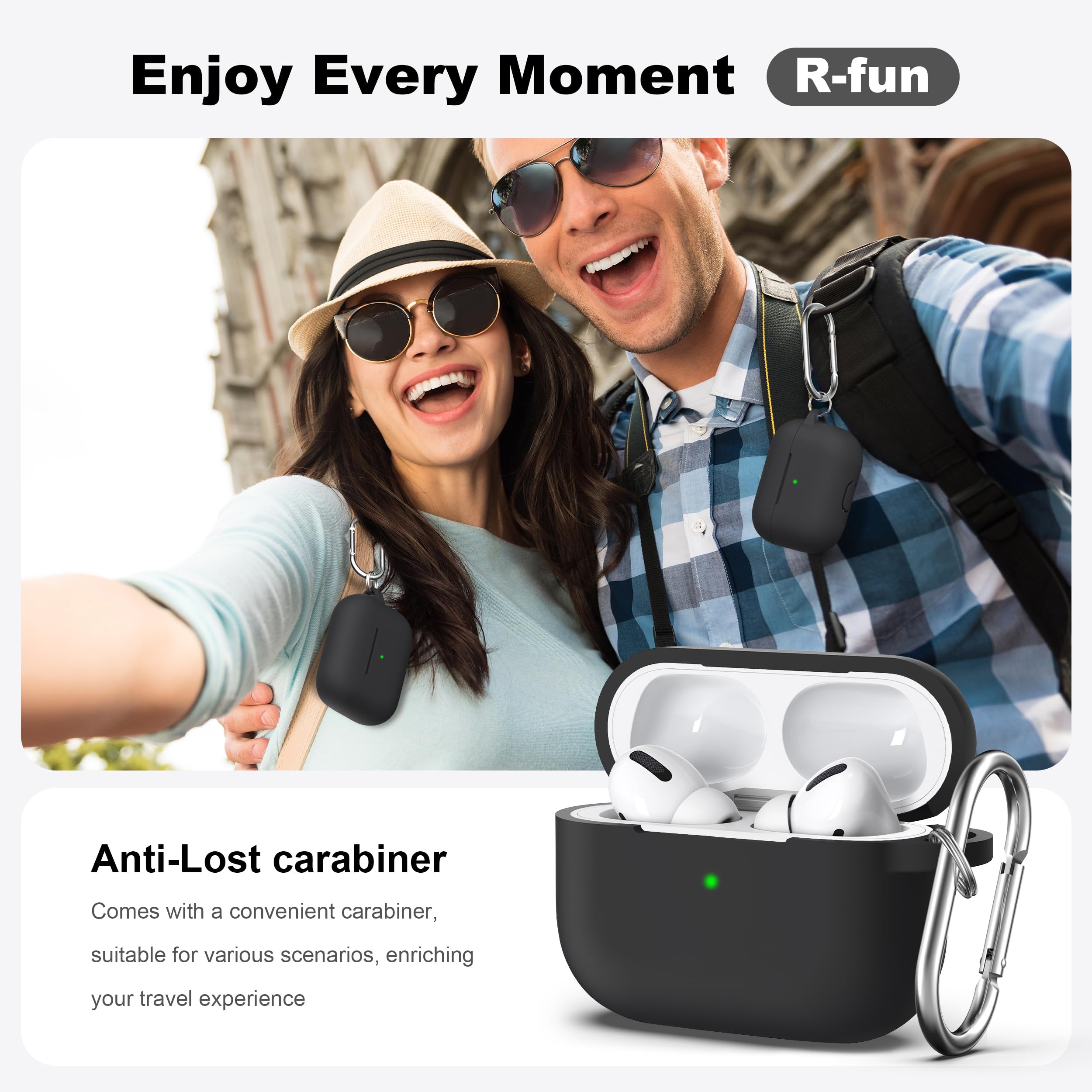 Rfun AirPods Pro Case Soft Silicone Cover with Cleaner Kit Keychain Blue for 1st 2nd Generation Accessories for Men Women - View 2 of 7