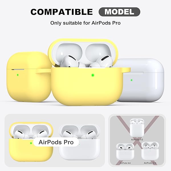 R-fun Rfun Soft Silicone Protective Case for AirPods Pro 2nd 1st Generation with Cleaner Kit and Keychain Yellow for Men and Women - View 6 of 9