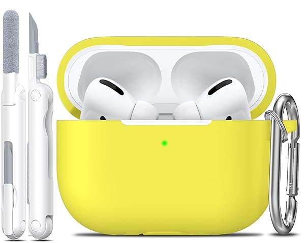 R-fun Rfun Soft Silicone Protective Case for AirPods Pro 2nd 1st Generation with Cleaner Kit and Keychain Yellow for Men and Women - View 3 of 9