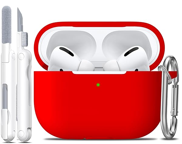 R-fun Rfun Soft Silicone Case for AirPods Pro 2nd 1st Generation with Cleaner Kit and Keychain Red Protective Cover for Men and Women - View 3 of 8