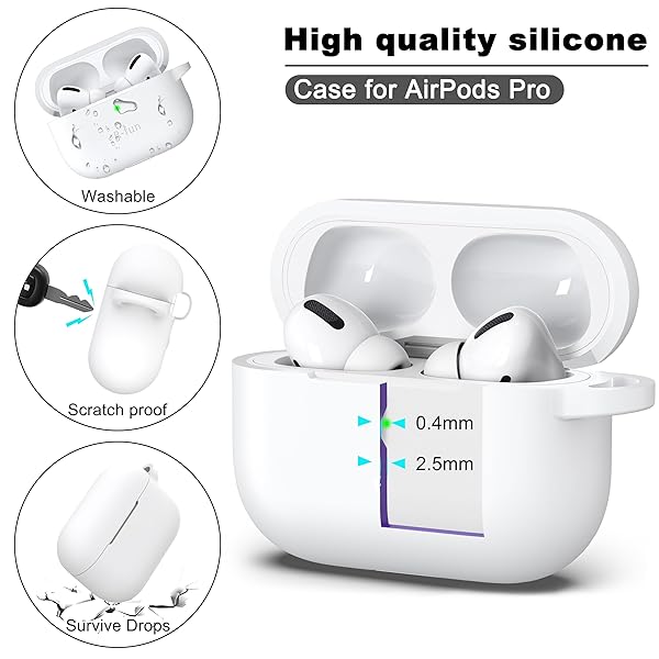 R-fun Rfun AirPods Pro 2nd 1st Generation Case with Cleaner Kit Soft Silicone Cover for Apple AirPods Pro Accessories White - View 8 of 9