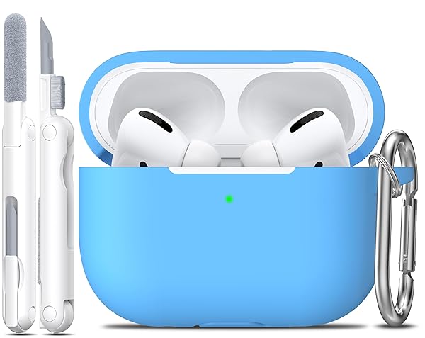 R-fun Rfun Soft Silicone Protective Case for AirPods Pro 2nd 1st Generation with Cleaner Kit and Keychain Light Blue for Men and Women - View 2 of 9