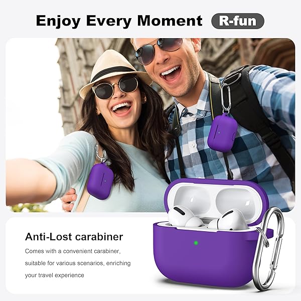 R-fun Rfun Soft Silicone AirPods Pro Case with Cleaner Kit Protective Cover for 1st 2nd Generation Purple Accessories for Men Women - View 4 of 9