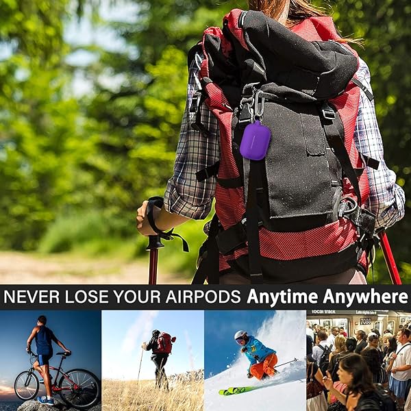 R-fun Rfun Soft Silicone AirPods Pro Case with Cleaner Kit Protective Cover for 1st 2nd Generation Purple Accessories for Men Women - View 9 of 9