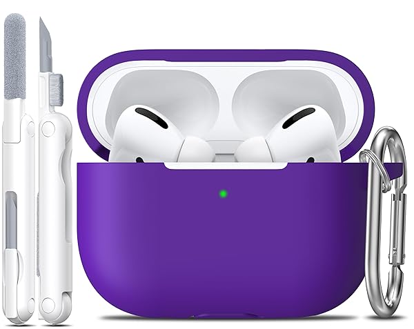 R-fun Rfun Soft Silicone AirPods Pro Case with Cleaner Kit Protective Cover for 1st 2nd Generation Purple Accessories for Men Women - View 3 of 9