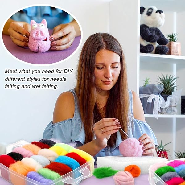 West Bay Ultimate 109-Piece Needle Felting Kit: 36 Colors Wool Roving & Complete Tools for DIY Animal Crafts & Home Decor - View 8 of 8