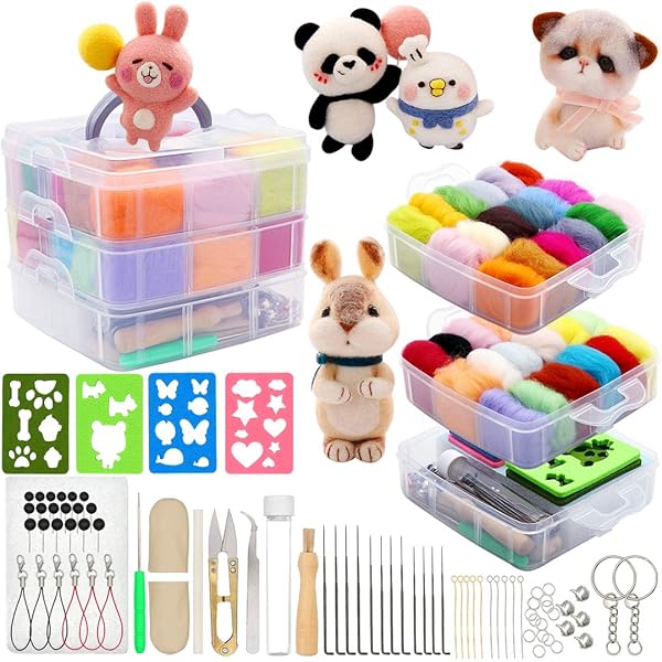 West Bay Ultimate 109-Piece Needle Felting Kit: 36 Colors Wool Roving & Complete Tools for DIY Animal Crafts & Home Decor - View 2 of 8