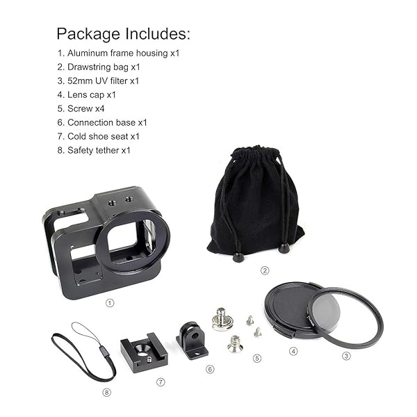 SOONSUN SOONSUN Aluminum Alloy GoPro Hero 8 Case: Multi-Function Frame with Lens Cap & UV Filter - View 10 of 10