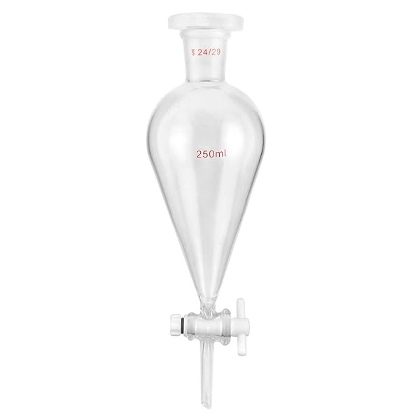 QWORK QWORK 250ml Separating Funnel with 24/29 Joints & PTFE Plug - Ideal for Lab Use