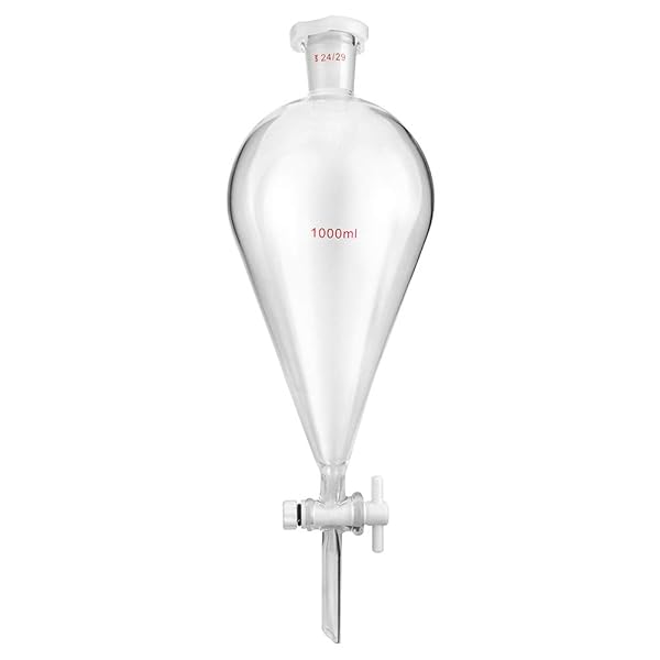 QWORK QWORK 1000ml Separating Funnel with 24/29 Joints & PTFE Plug - Ideal for Lab Use