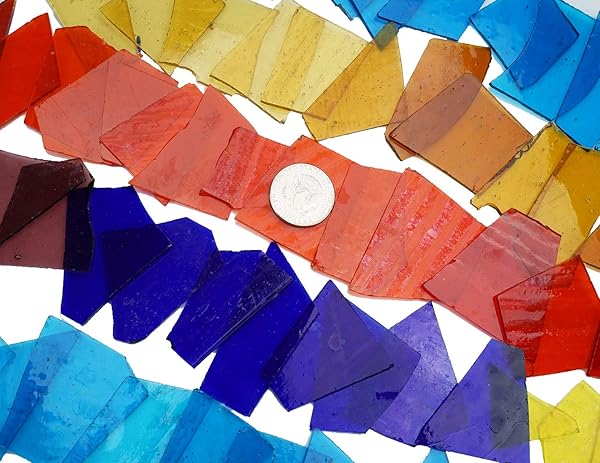 Lanyani Lanyani Transparent Cathedral Stained Glass Sheets for Crafts Mixed Colors Irregular Shape 2.2 Pound Value Pack - View 3 of 6