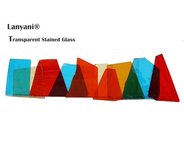 Lanyani Lanyani Transparent Cathedral Stained Glass Sheets for Crafts Mixed Colors Irregular Shape 2.2 Pound Value Pack - View 5 of 6