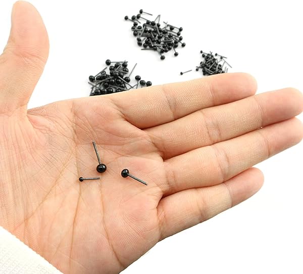 NYKKOLA Glass Eye 150PCS Black Beans Needle Type 2mm 3mm 4mm for Puppet Doll Craft - View 2 of 6