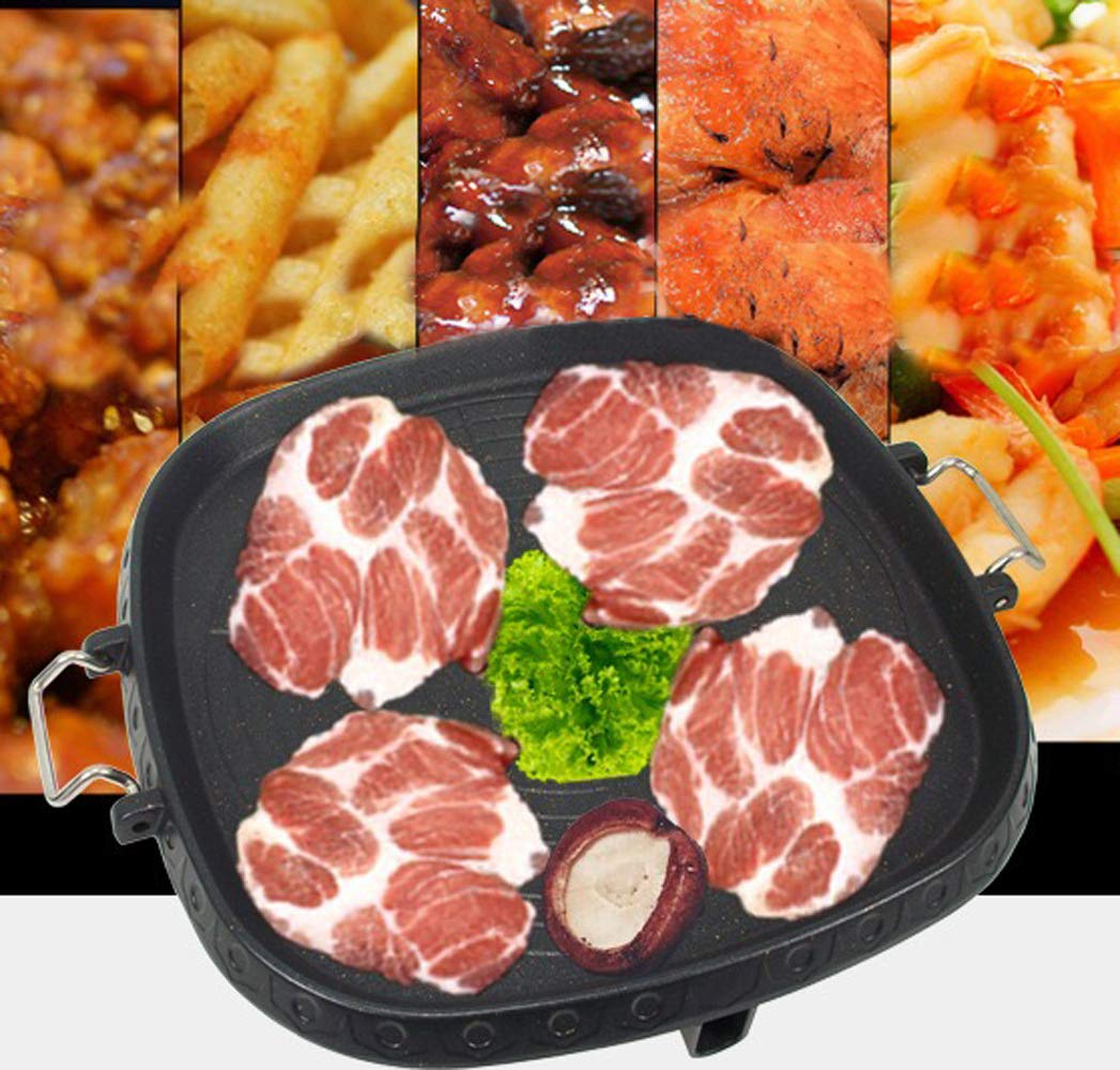 CHYIR Korean Style Square Grill Pan: Non-Stick Maifan Coated Smokeless BBQ Plate for Indoor & Outdoor Cooking - View 7 of 8
