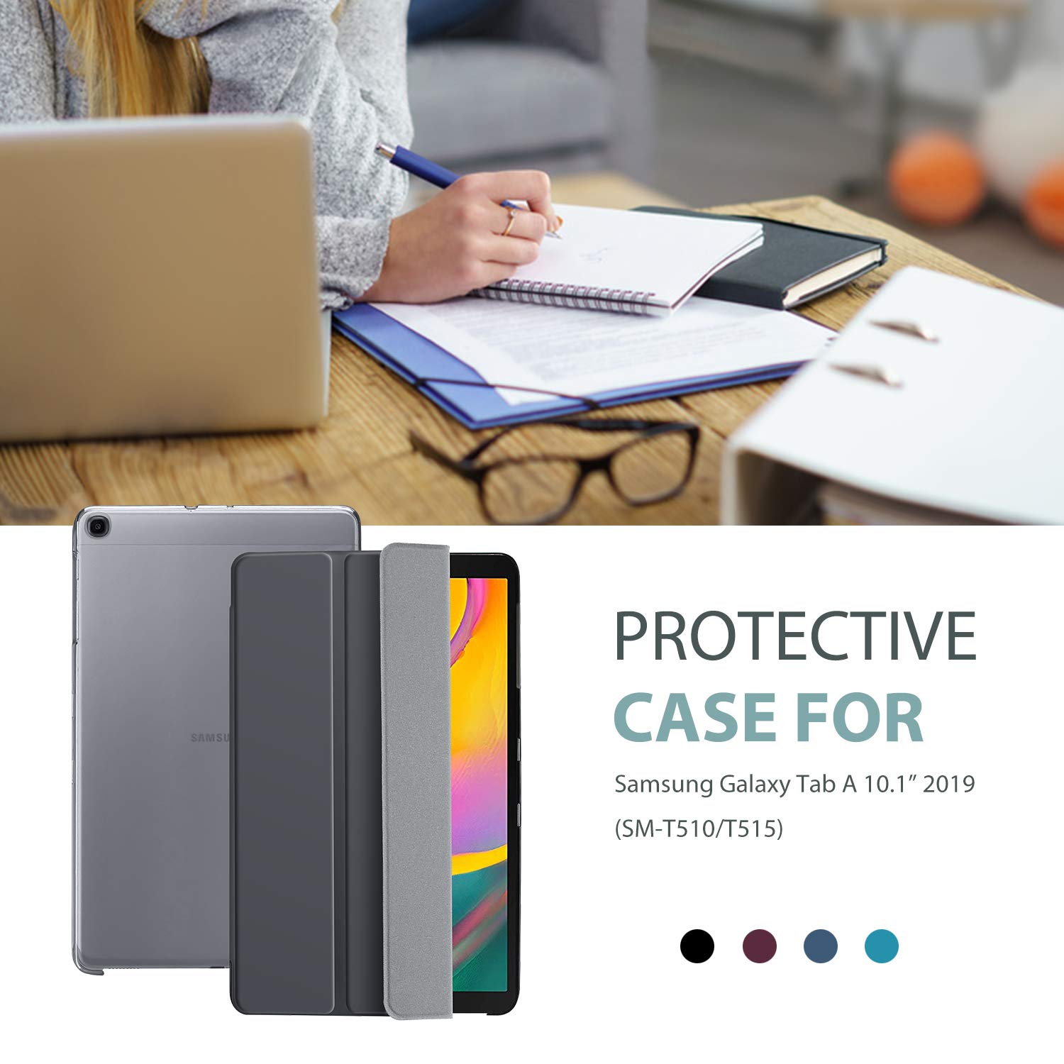 ProCase ProCase Slim Case for Galaxy Tab A 10.1 2019 Lightweight Stand Cover for SM-T510 SM-T515 SM-T517 Grey - View 7 of 7