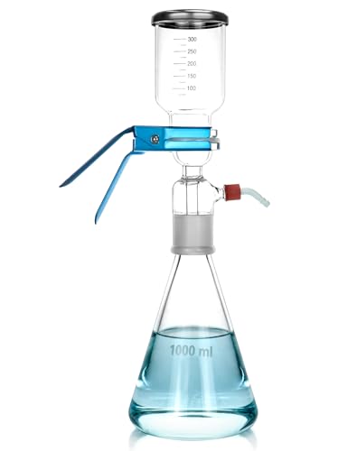 QWORK QWORK 1000ml Glass Vacuum Filtration Apparatus - Graduated Funnel, Filter Flask & Clamp - 10 Micron Pore Size