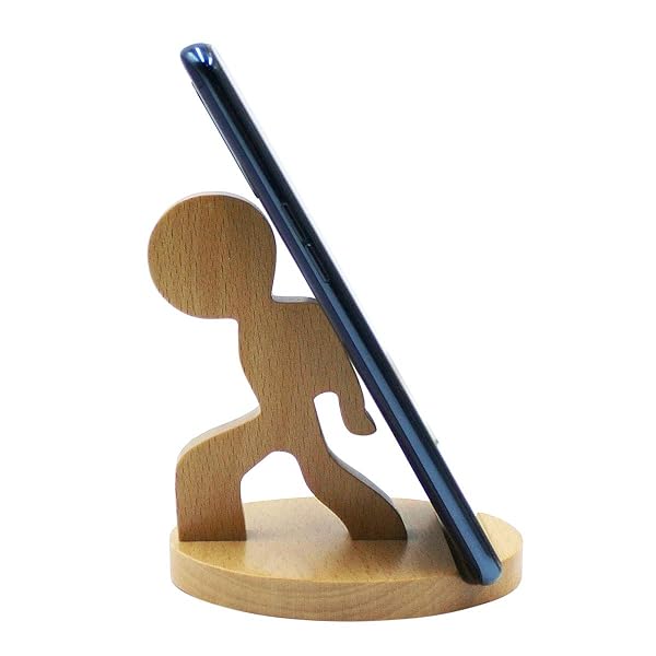 Amamcy Amamcy Cute Boy Wooden Phone Stand - Adorable Animal Desk Holder for Smartphones