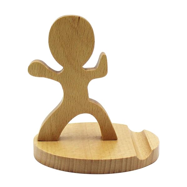 Amamcy Amamcy Cute Boy Wooden Smartphone Desk Holder for All Mobile Phones Animal Phone Stand and Desk Ornament - View 2 of 7