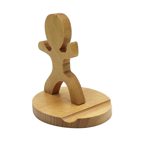 Amamcy Amamcy Cute Boy Wooden Smartphone Desk Holder for All Mobile Phones Animal Phone Stand and Desk Ornament - View 3 of 7