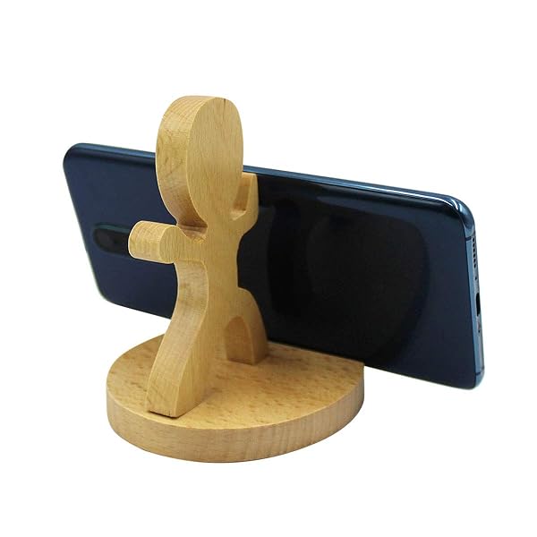 Amamcy Amamcy Cute Boy Wooden Smartphone Desk Holder for All Mobile Phones Animal Phone Stand and Desk Ornament - View 6 of 7