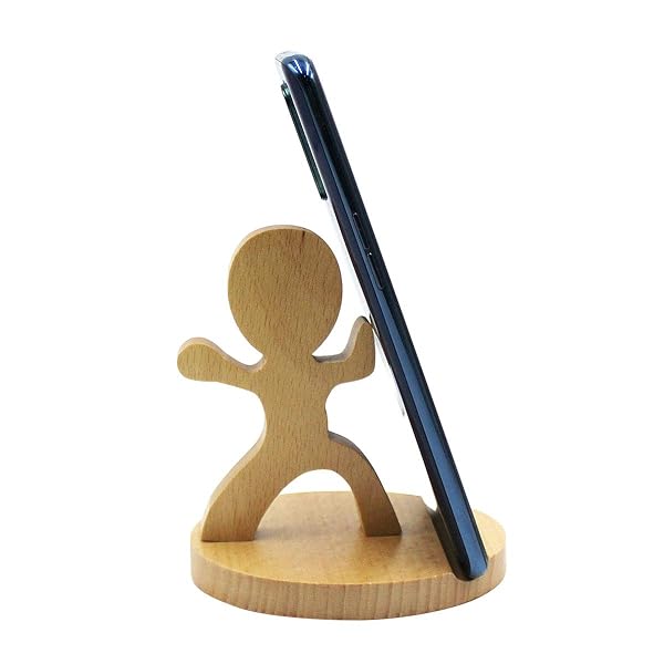 Amamcy Amamcy Cute Boy Wooden Smartphone Desk Holder for All Mobile Phones Animal Phone Stand and Desk Ornament