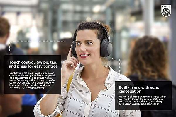 Philips PHILIPS PH805 ANC Over Ear Wireless Headphones: Hi-Res Audio, 30H Playtime & Comfort Fit - View 5 of 10