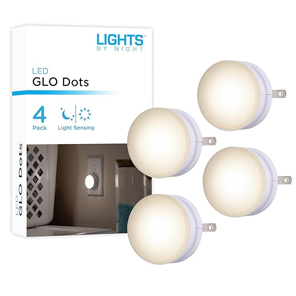Lights By Night Lights By Night Mini LED Night Light 4 Pack with Dusk To Dawn Sensor Warm White Compact Ambient Lighting for Bedroom Bathroom Nursery Kitchen