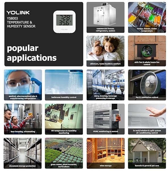 YoLink Smart Temperature Humidity Sensor for Alexa IFTTT Long Range Wireless Hygrometer Indoor Thermometer Humidity Monitor Requires YoLink Hub - View 7 of 9