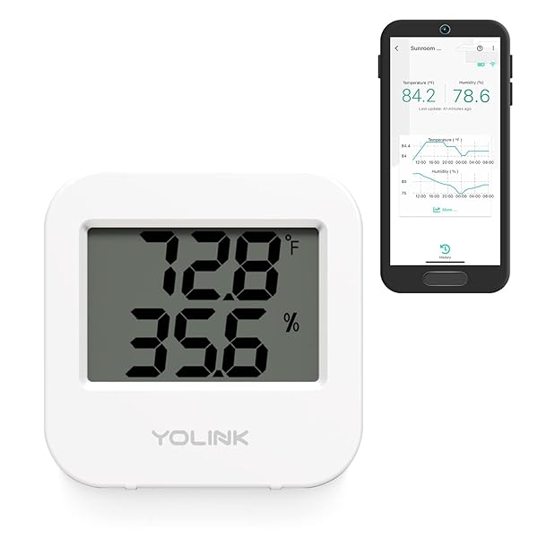 YoLink Smart Temperature Humidity Sensor for Alexa IFTTT Long Range Wireless Hygrometer Indoor Thermometer Humidity Monitor Requires YoLink Hub