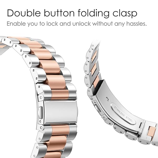 FINTIE Fintie Galaxy Watch Active 40mm Bands Solid Stainless Steel Strap Rose Gold Silver for Galaxy Watch Active 2 40mm 44mm Smartwatch - View 3 of 8