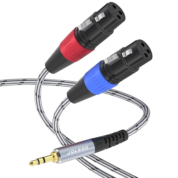 JOLGOO JOLGOO Dual XLR Female to 3.5mm TRS Stereo Microphone Cable 2 XLR Female to 1/8 inch TRS Y Splitter Patch Cable 3.3 Feet