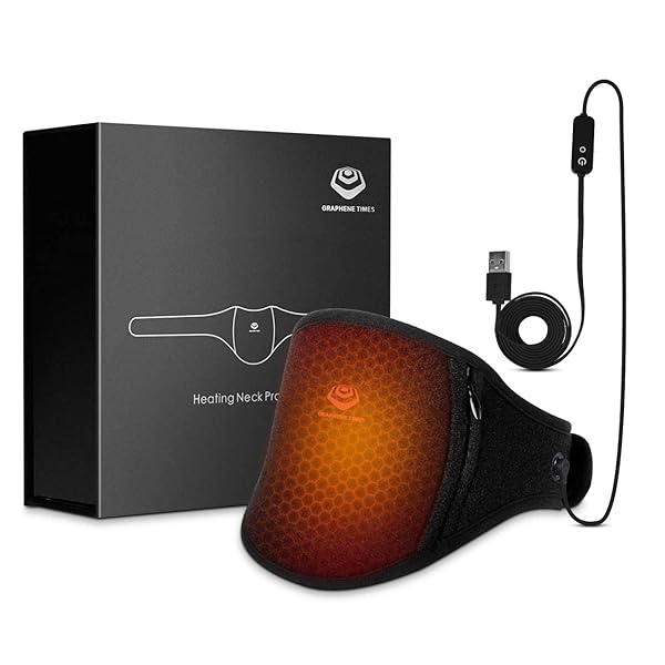 GRAPHENE TIMES Neck Heating Pads with 3 Levels of Heat Auto Shut-Off USB Powered Far-Infrared Wrap for Pain Relief and Recovery