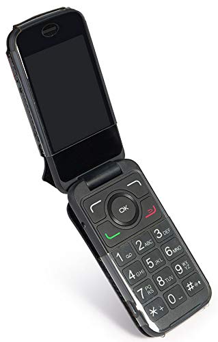 Nakedcellphone Alcatel Smartflip Go Flip 3 Case Black Vegan Leather Form Fit Cover with Built in Screen Protection and Metal Belt Clip - View 5 of 9