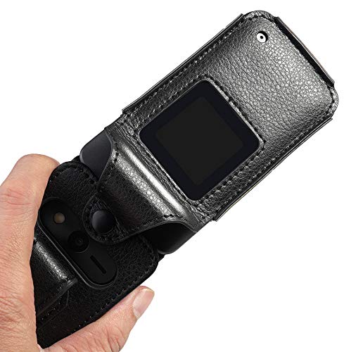 Nakedcellphone Black Vegan Leather Case for eTALK Phone with Built-in Screen Protection and Metal Belt Clip for Kazuna Freetel Verizon Flip Phone - View 3 of 9