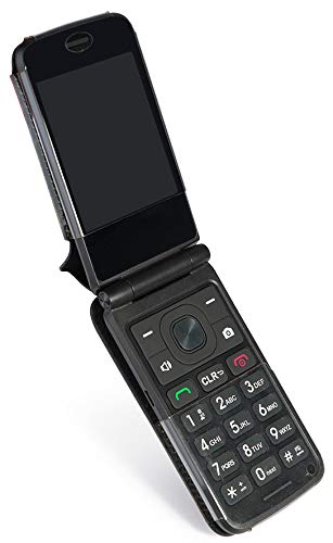 Nakedcellphone Black Vegan Leather Case for eTALK Phone with Built-in Screen Protection and Metal Belt Clip for Kazuna Freetel Verizon Flip Phone - View 5 of 9