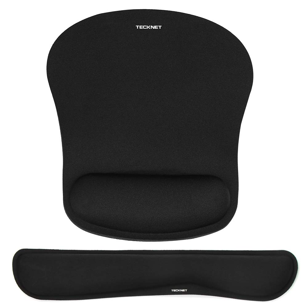 TECKNET Ergonomic Keyboard Wrist Rest and Mouse Pad Set for Computer Laptop Mac Lightweight Memory Foam Pain Relief Black