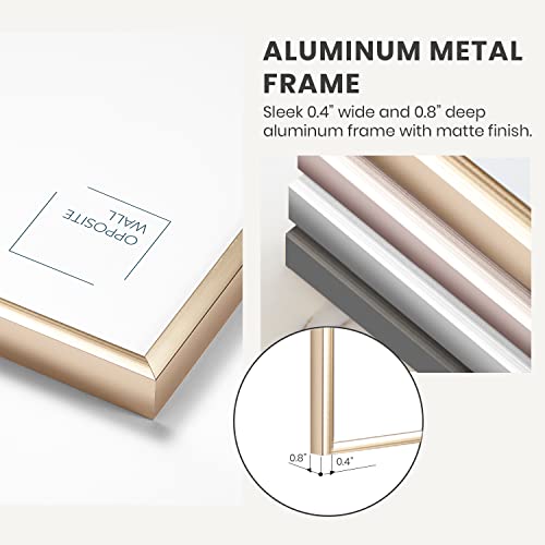 Opposite Wall Gold Sleek Matte Aluminium Metal Picture Frame 12x16 in 31x41 cm Wall Photo Frame for Posters and Photos - View 5 of 10