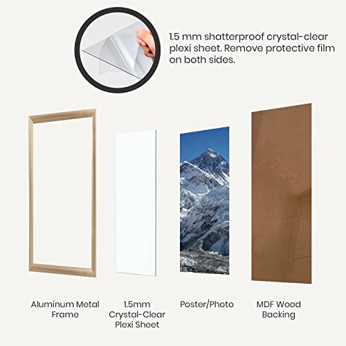 Opposite Wall Gold Sleek Matte Aluminium Metal Picture Frame 12x16 in 31x41 cm Wall Photo Frame for Posters and Photos - View 6 of 10