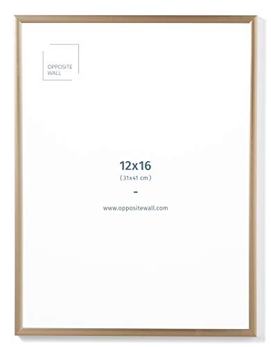 Opposite Wall Gold Sleek Matte Aluminium Metal Picture Frame 12x16 in 31x41 cm Wall Photo Frame for Posters and Photos
