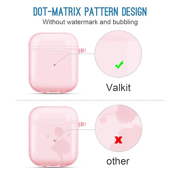 valkit Valkit Clear Pink AirPod Case Cover Soft TPU Shockproof with Keychain Compatible with Apple AirPods Charging Case 1 and 2 for Men and Women - View 2 of 7