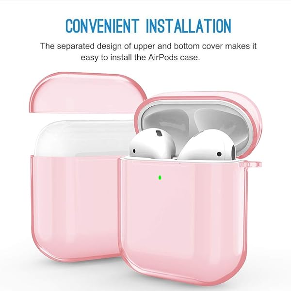 valkit Valkit Clear Pink AirPod Case Cover Soft TPU Shockproof with Keychain Compatible with Apple AirPods Charging Case 1 and 2 for Men and Women - View 3 of 7