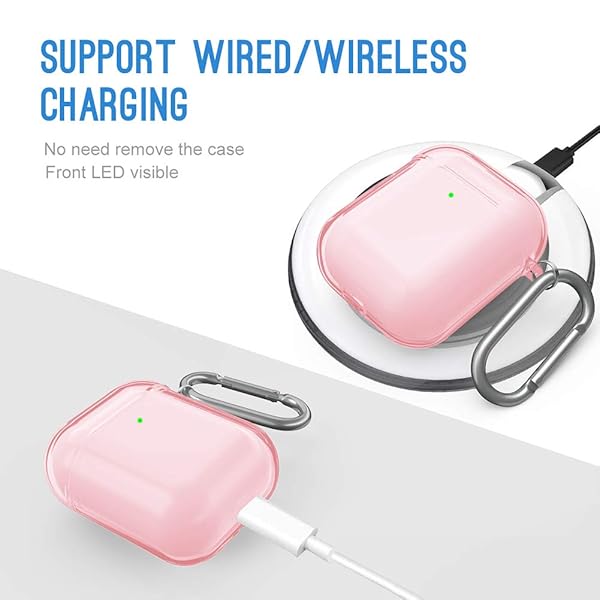 valkit Valkit Clear Pink AirPod Case Cover Soft TPU Shockproof with Keychain Compatible with Apple AirPods Charging Case 1 and 2 for Men and Women - View 4 of 7