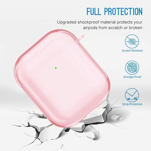 valkit Valkit Clear Pink AirPod Case Cover Soft TPU Shockproof with Keychain Compatible with Apple AirPods Charging Case 1 and 2 for Men and Women - View 5 of 7