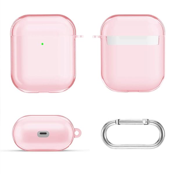 valkit Valkit Clear Pink AirPod Case Cover Soft TPU Shockproof with Keychain Compatible with Apple AirPods Charging Case 1 and 2 for Men and Women - View 6 of 7