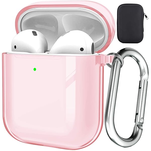 valkit Valkit Clear Pink AirPod Case Cover Soft TPU Shockproof with Keychain Compatible with Apple AirPods Charging Case 1 and 2 for Men and Women